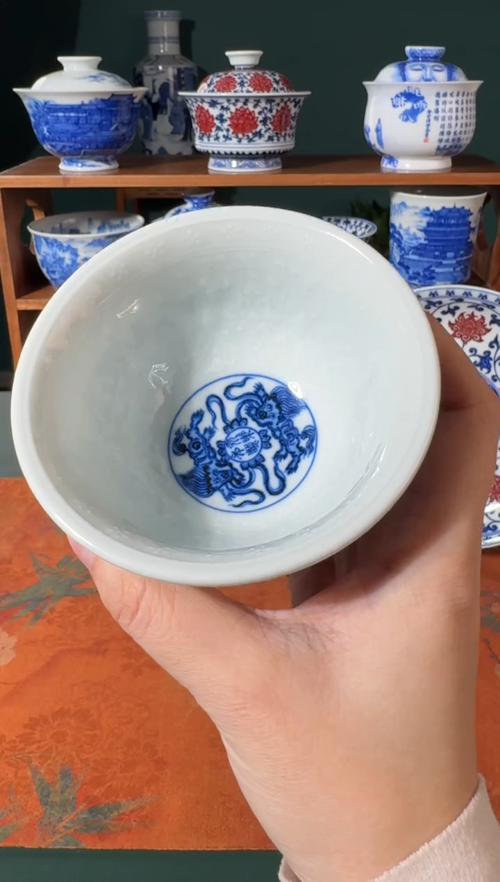 【闪购商品】杯刘建锋窑缠枝莲内膜印压手杯