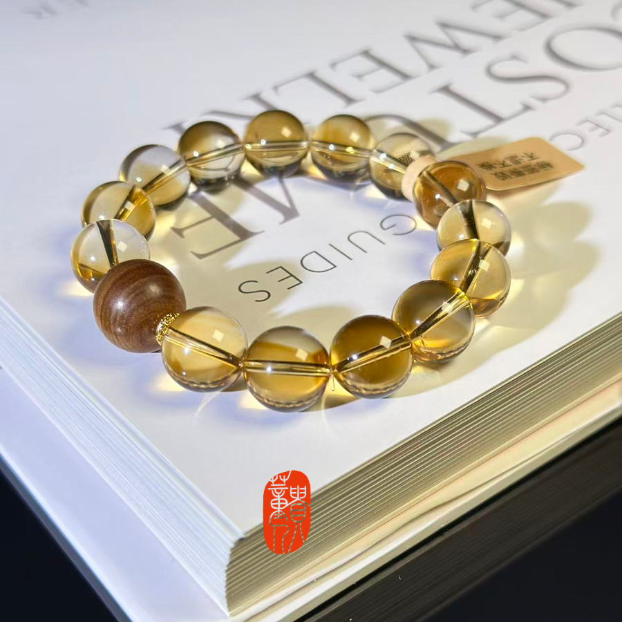 「禅·财」18K金天然檀木净体暴力黄水晶手串 多样性发货（发其一）