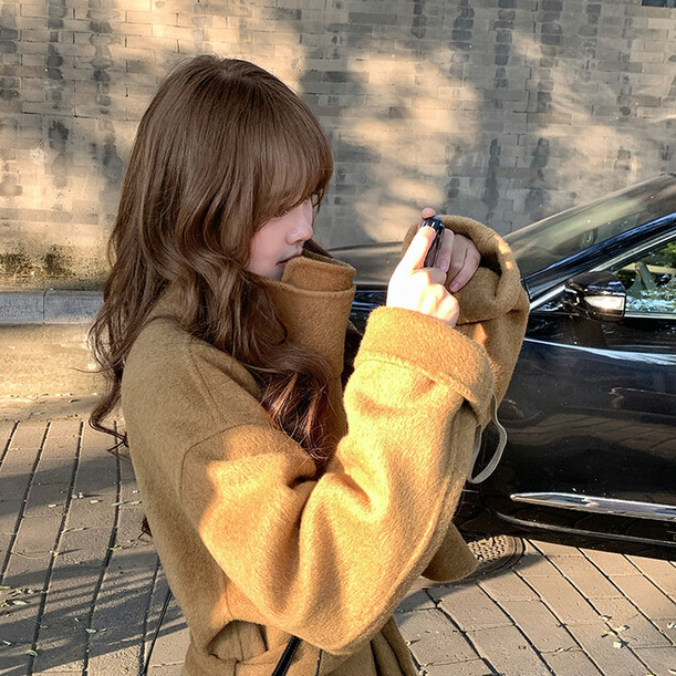 CallmeEar//【柏林纪事】中长款系带双面呢大衣女冬外套