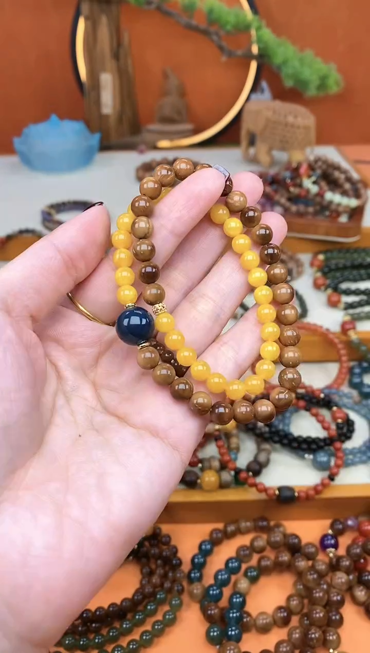 【闪购商品】库克手串未镶嵌库克菩提老蜡双圈手串