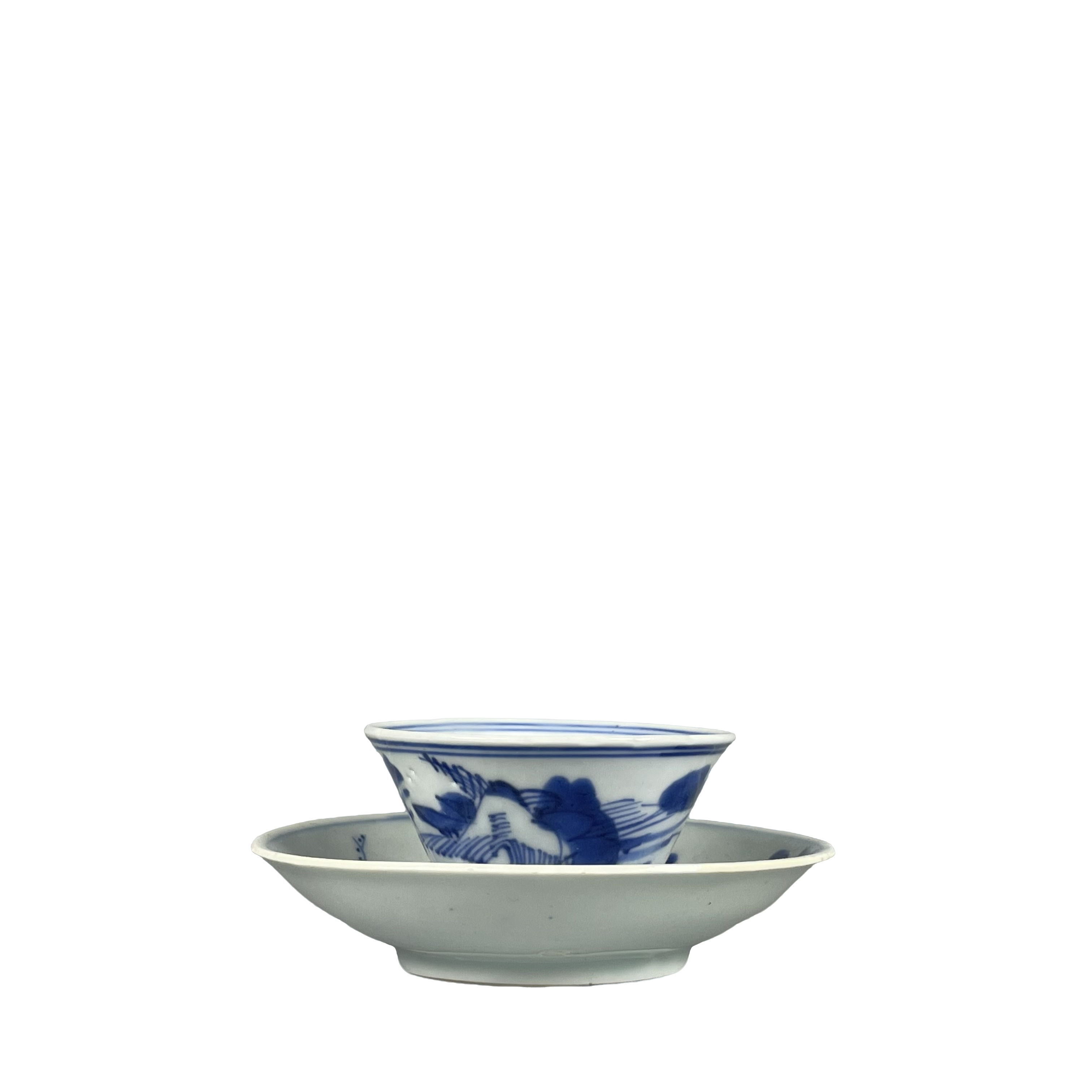 【022031069】清康熙 青花山水纹杯碟（瓷器三）