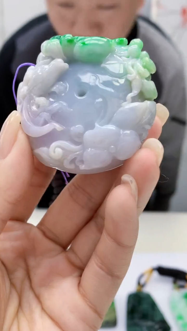 【闪购商品】定制翡翠未镶嵌4917lr-毛货挂件53
