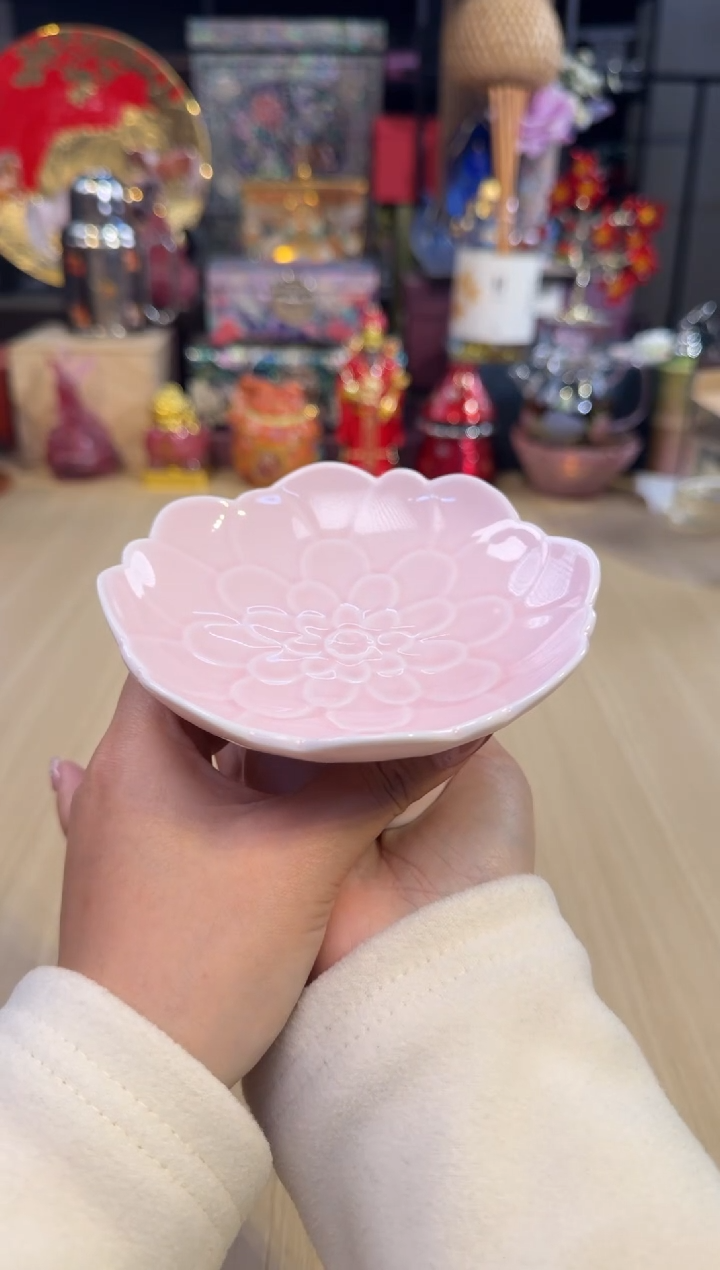 141莲花高脚盘-粉色