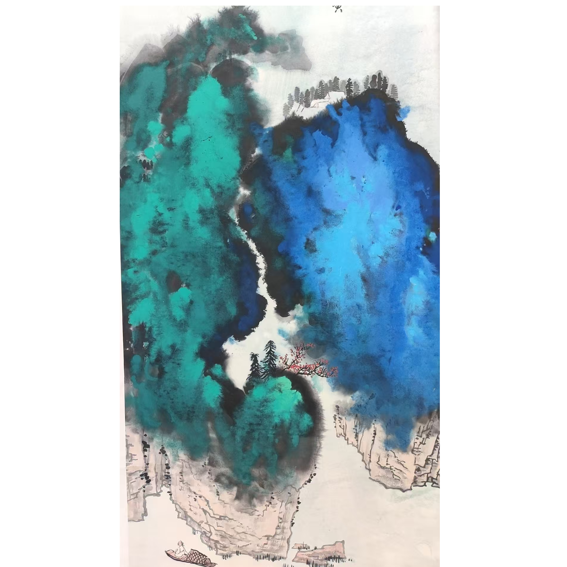 张老款泼彩山水立轴138/67