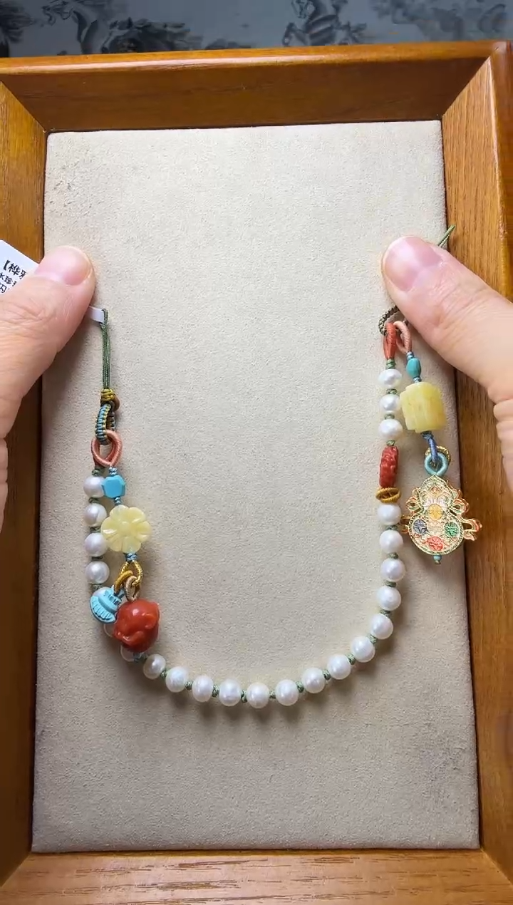 【闪购商品】淡水珍珠手机链银S925镶嵌时尚百搭A1286