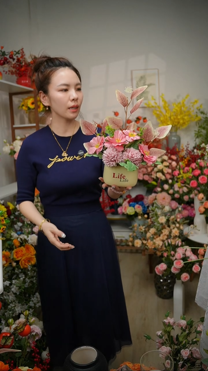 豆沙色仿真花套装花艺