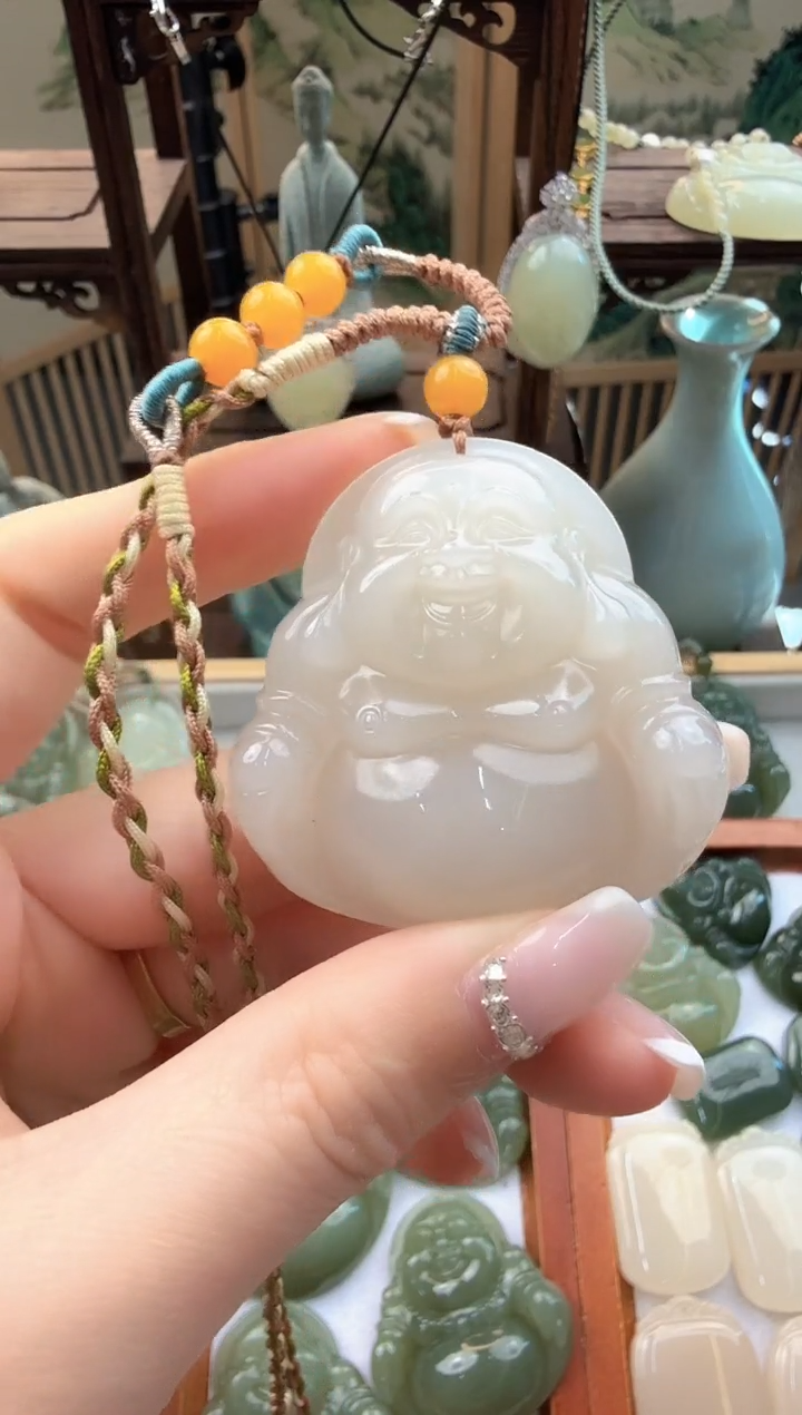 【闪购商品】和田玉颈饰未镶嵌45mm藕粉佛公