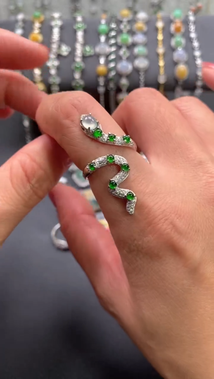 【闪购商品】翡翠戒指银S925镶嵌111111111     1