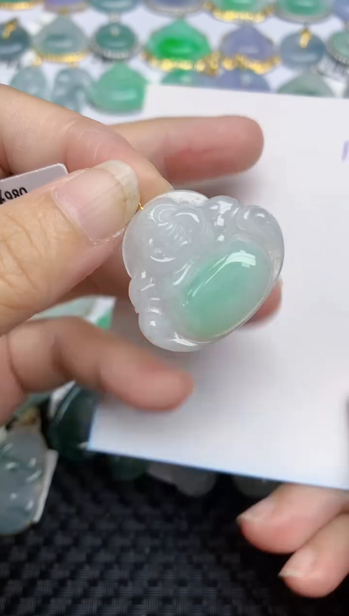 翡翠18K金镶嵌颈饰天然A货翡翠 121