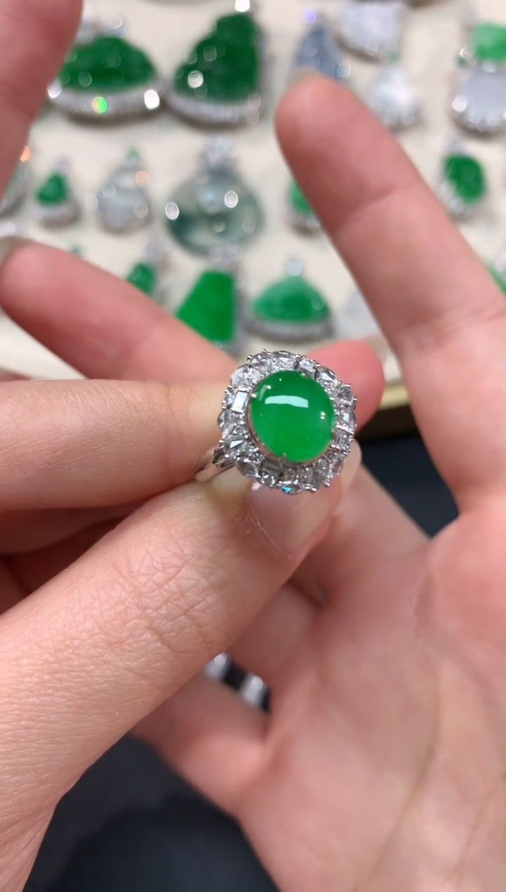 【闪购商品】翡翠戒指18K金镶嵌戒指A199|15800