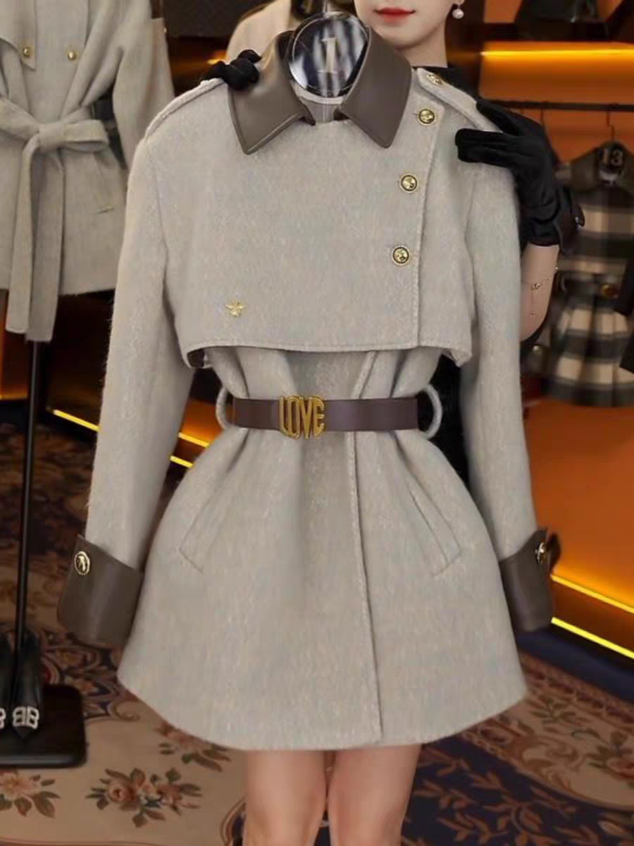 小香风毛呢拼接夹棉加厚外套女2025新款冬季今年流行爆款小个子