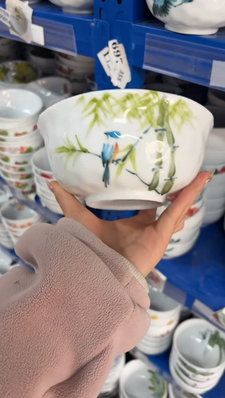 瓷片景德镇高温陶瓷食品级手绘釉中彩-捏捏碗