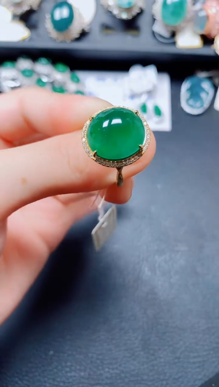 翡翠戒指银S925镶嵌翡翠