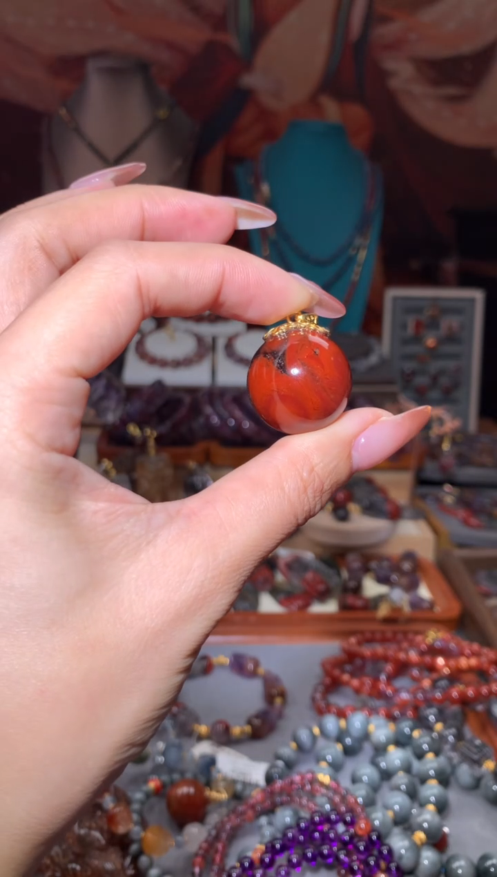 未镶嵌珠宝半成品水晶红极光紫红单珠24mm