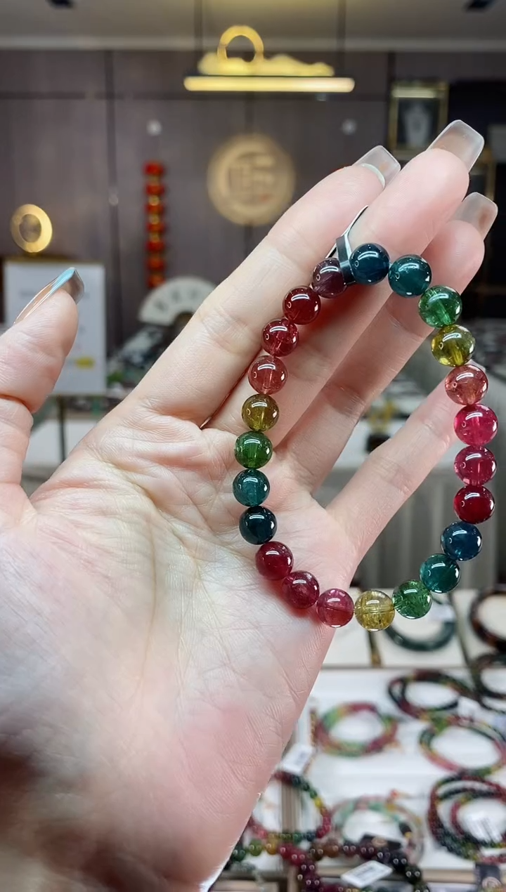 【闪购商品】碧玺收藏级单圈手串8mm+未镶嵌一物一证dan