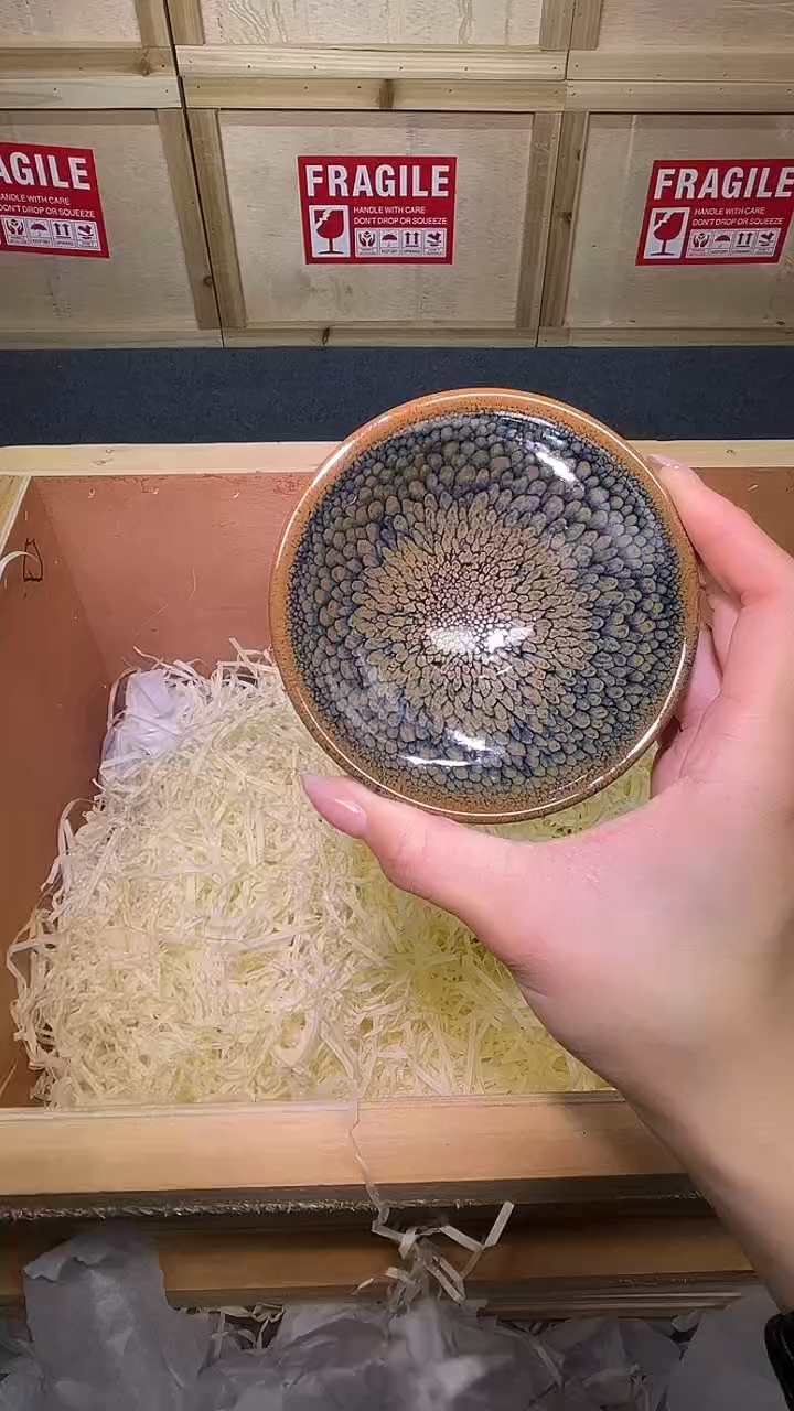 茶盏茶盏主人杯葵口斗笠绿鹧鸪