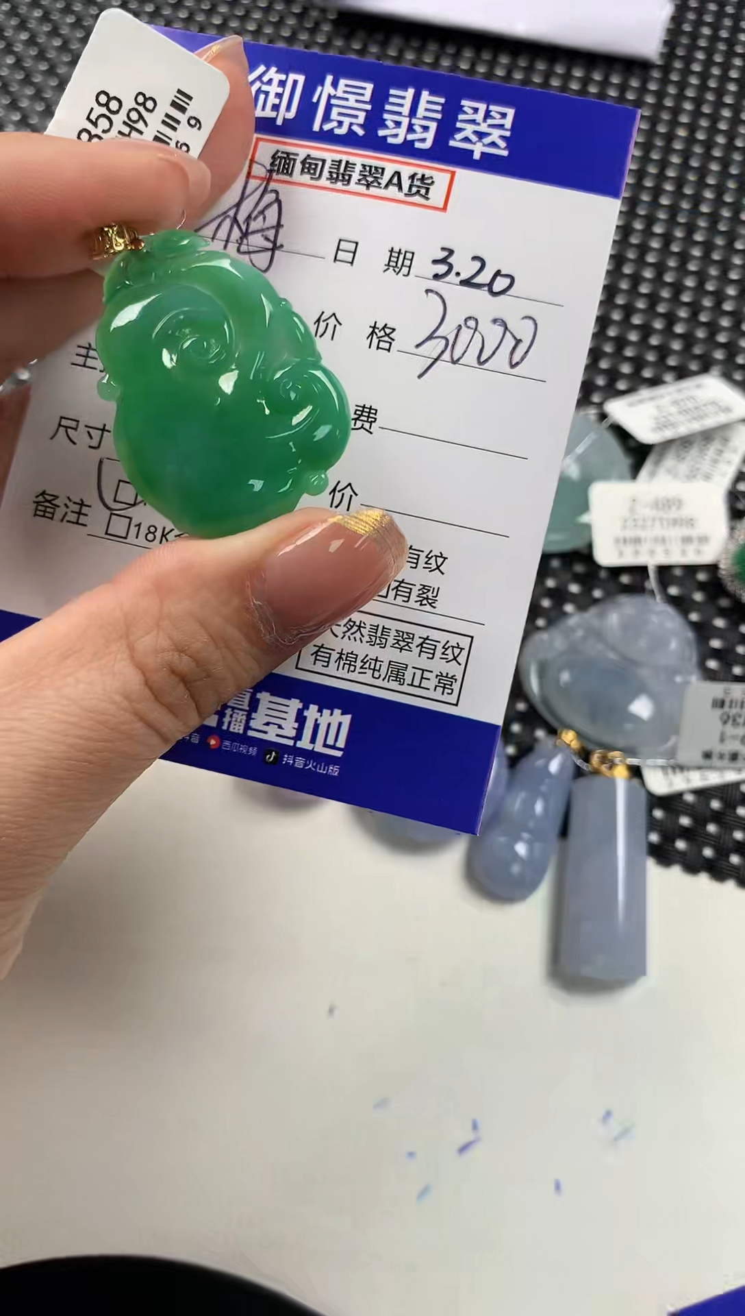 翡翠18K金镶嵌颈饰87             
