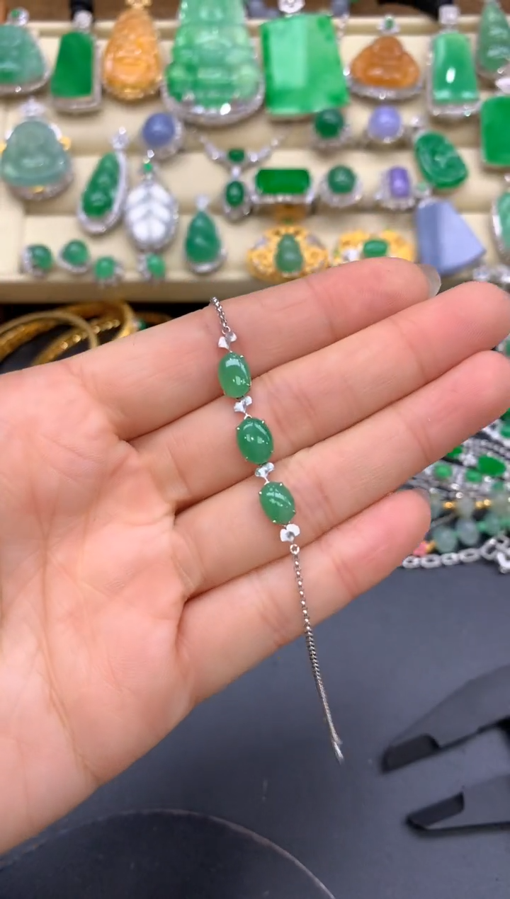 【闪购商品】翡翠手串18K金镶嵌320-中国好珍宝