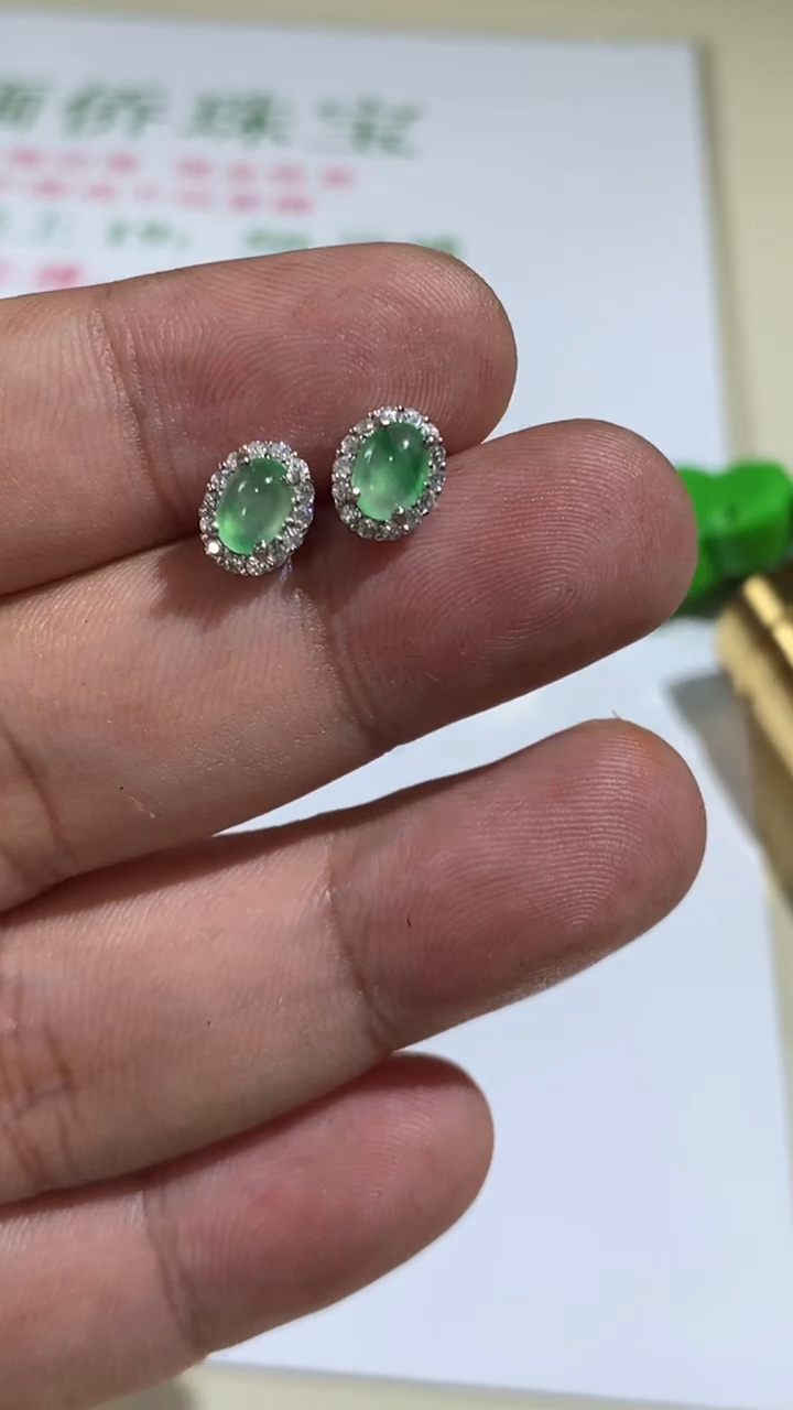 翡翠银S925镶嵌耳饰多人