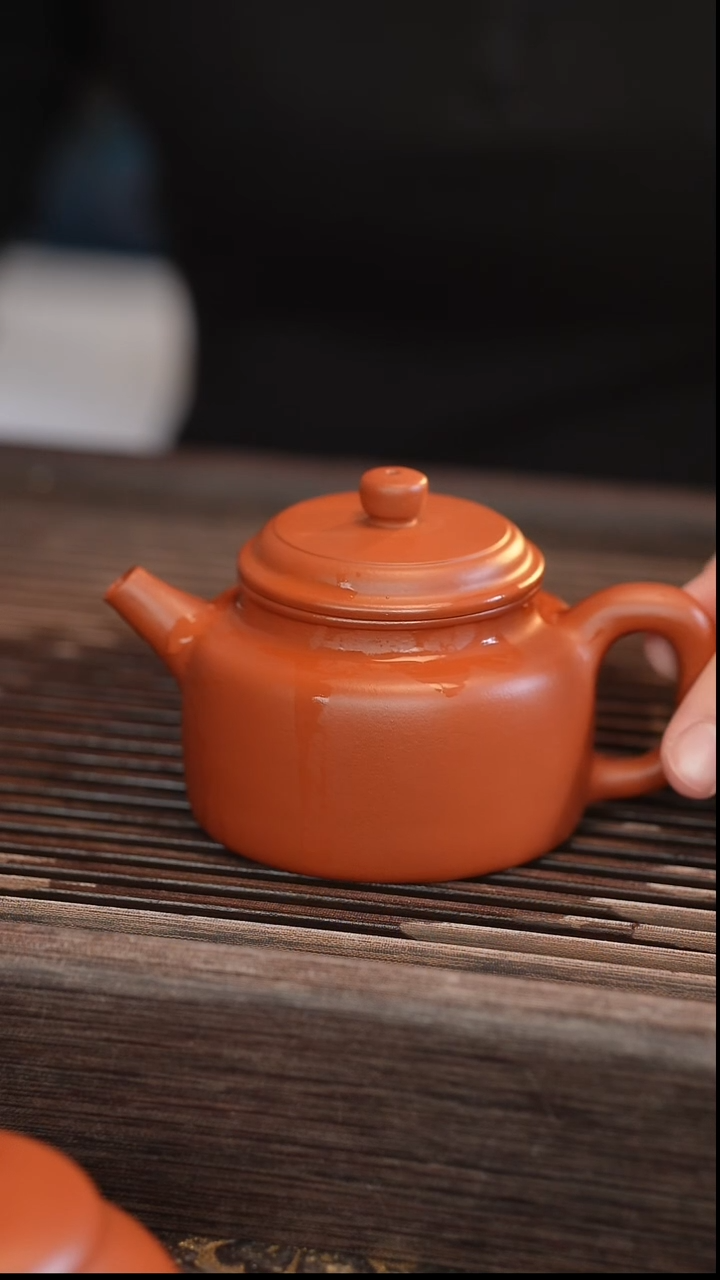 茶壶紫砂德中 朱泥 半手 150cc【宽口】