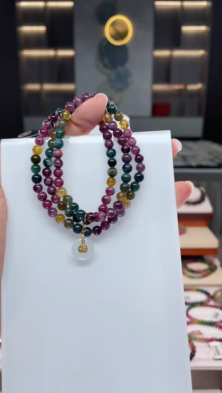 未镶嵌老矿碧玺三圈手串5mm+碧玺（多样性发一条）Q