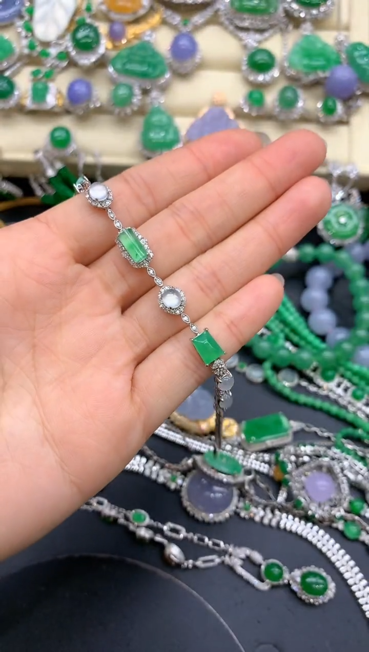 【闪购商品】翡翠手链18K金镶嵌484-中国好珍宝
