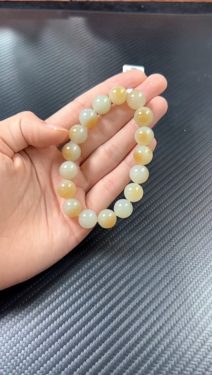 手串未镶嵌和田玉若羌微色差手串卡12mj