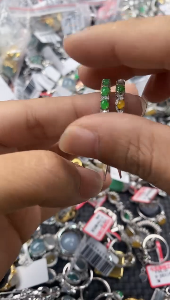 银S925镶嵌戒指翡翠111---10