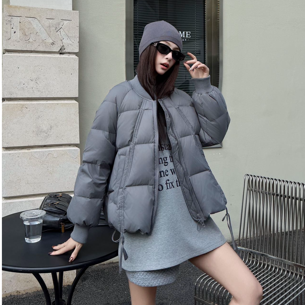 时尚龟背款女式90绒冬季韩版短款百搭棒球领爆款羽绒服小个子5518