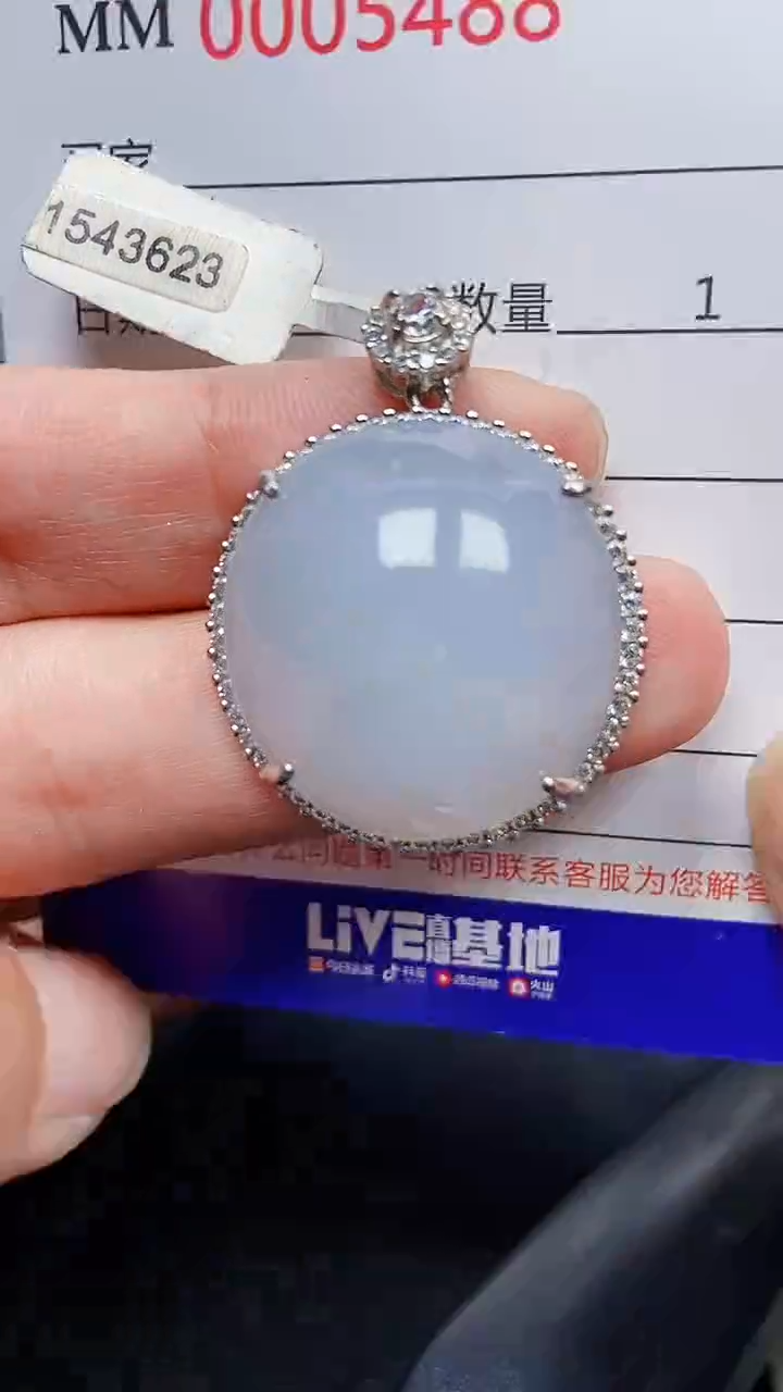 颈饰银S925镶嵌翡翠5488