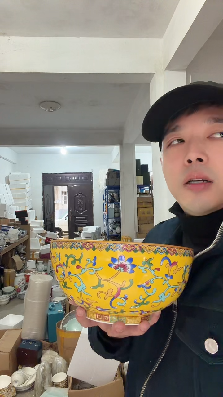 高温陶瓷兰*子陶瓷大号珐琅菜大碗