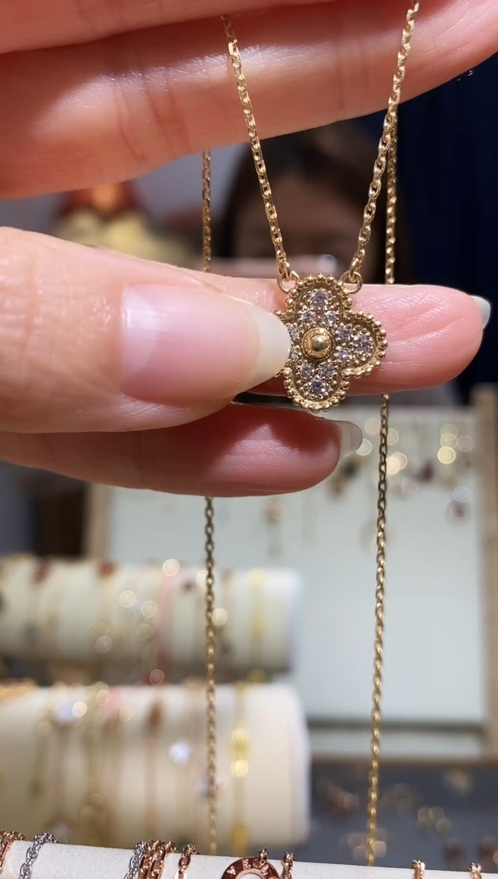 【闪购商品】钻石项链18K金镶嵌项链