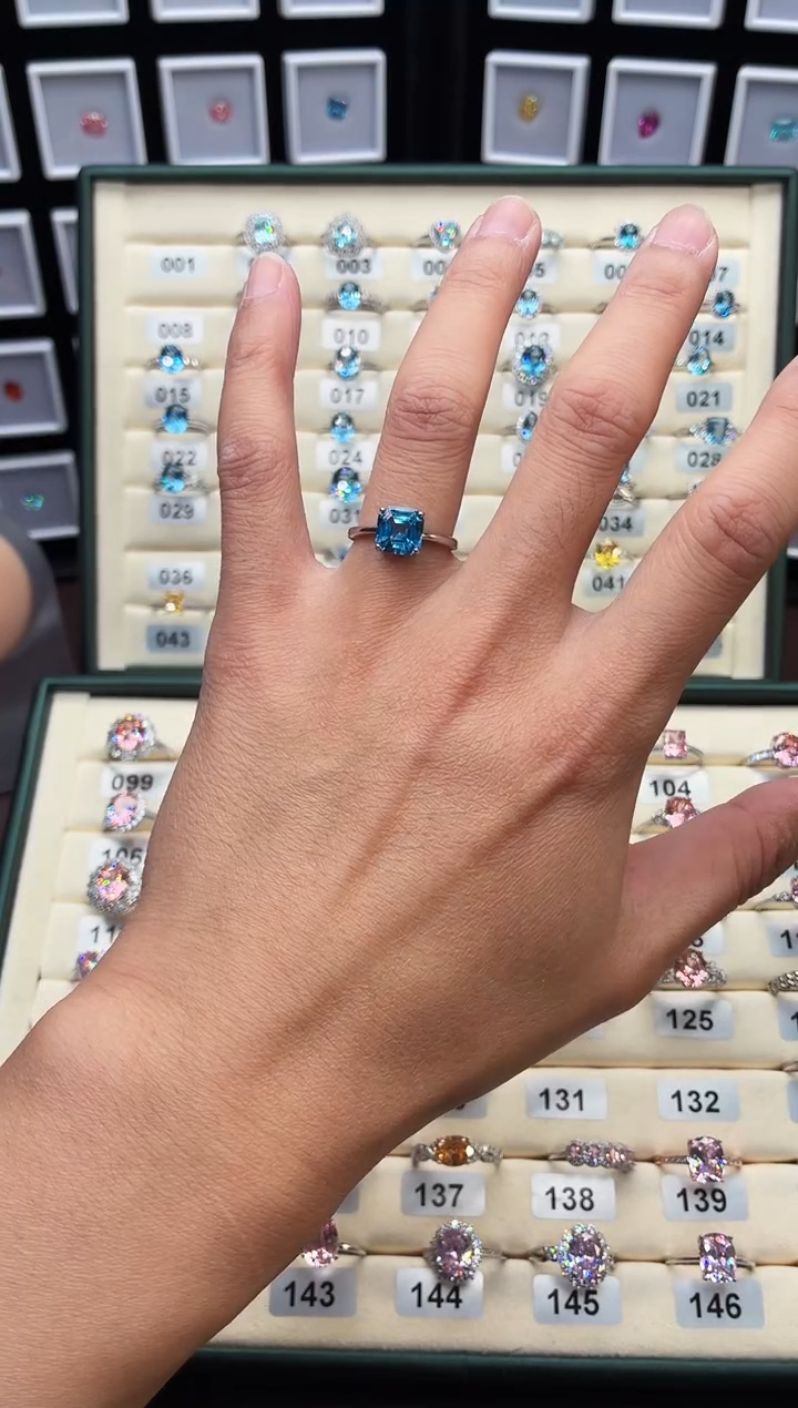 银S925镶嵌戒圈海蓝宝石1