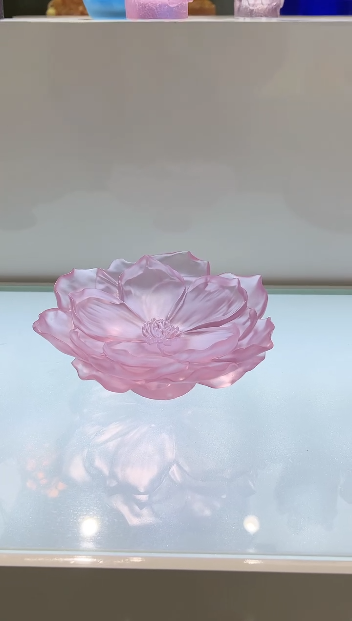 【闪购商品】茶宠古法琉璃花蕊果盘粉色