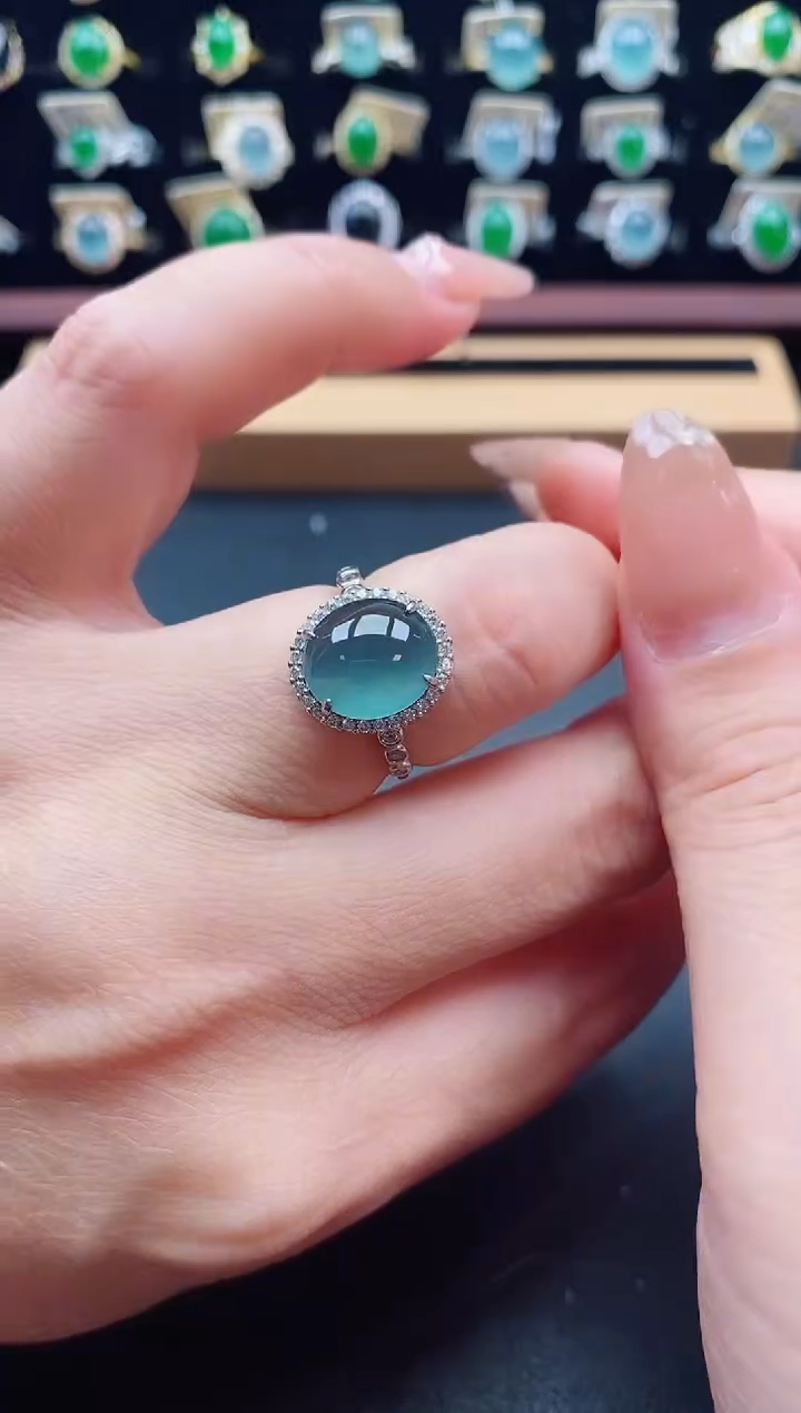 银S925镶嵌戒指翡翠1