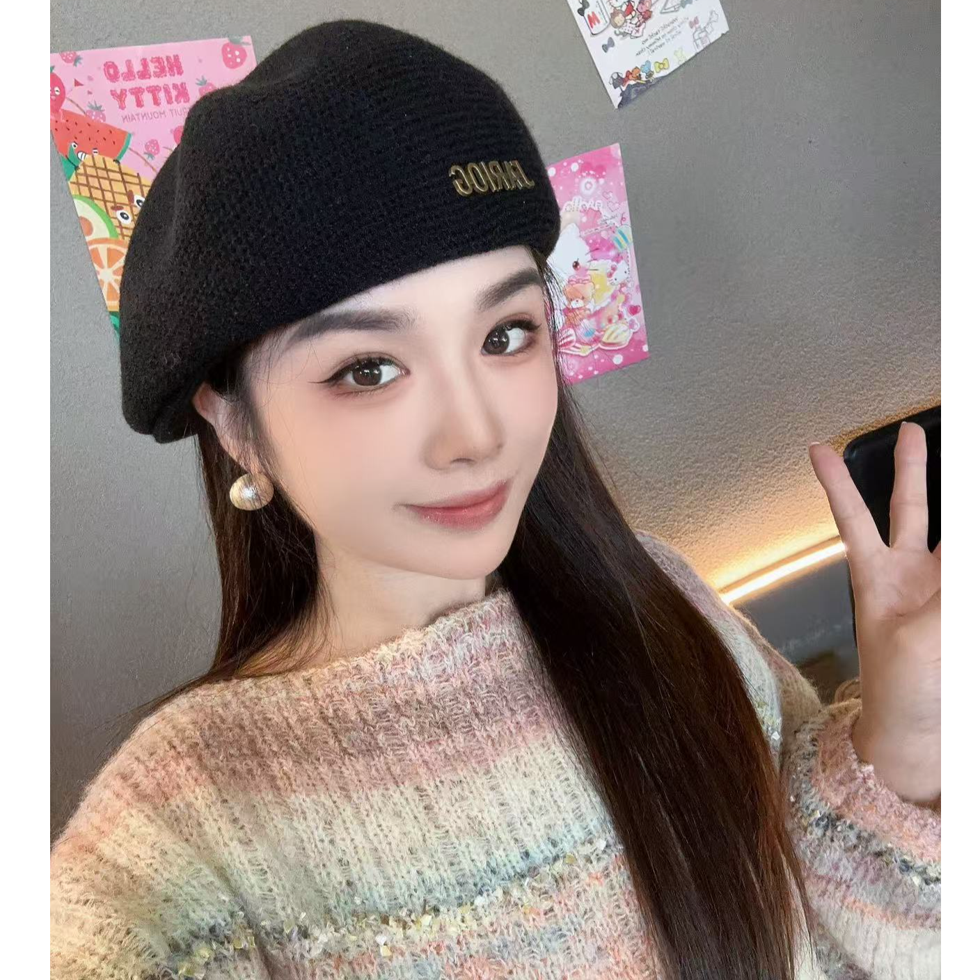 小熊专属JARLOG秋冬定型贝雷帽一帽两戴前进帽女韩版加厚保暖时尚