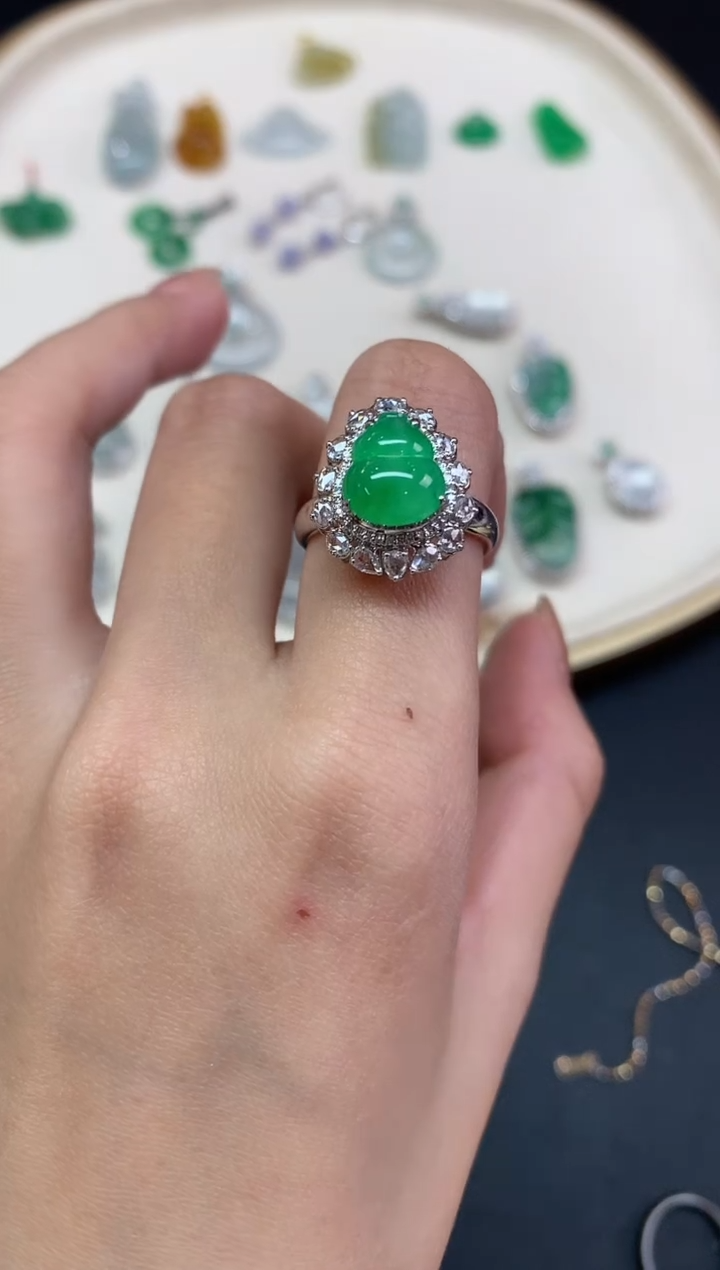 【闪购商品】翡翠戒指18K金镶嵌戒指A374|19800