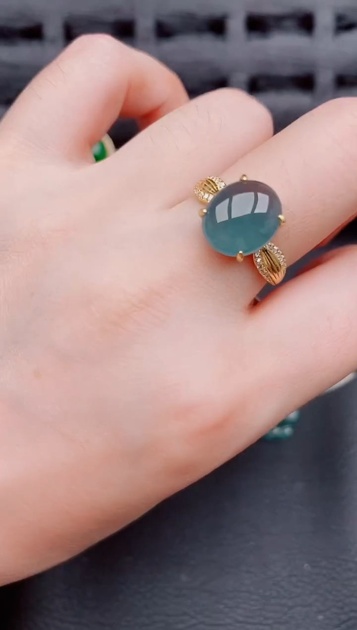 【闪购商品】翡翠戒指银S925镶嵌天然a货翡翠727