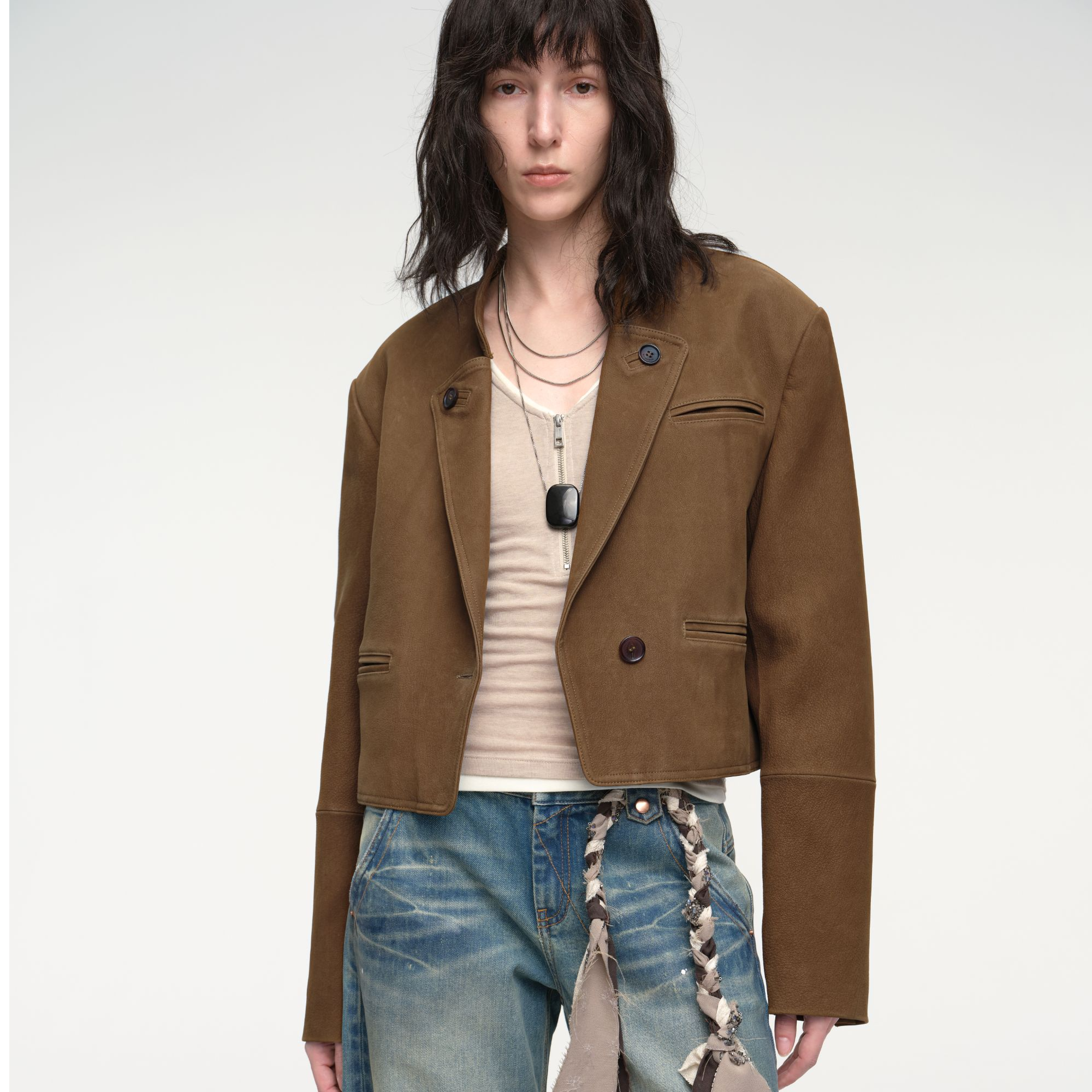  罗马故事  高级感真皮简约大气外套短款春秋-2