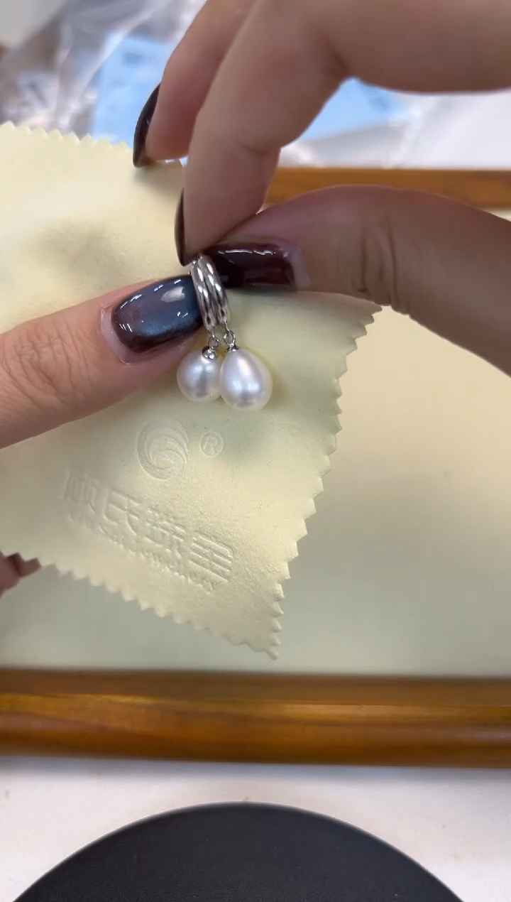 银S925镶嵌耳饰淡水珍珠耳扣