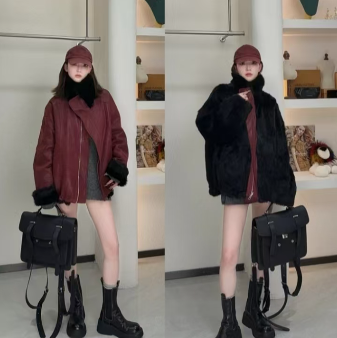 【往事随风】毛袖25年新款大衣女士秋冬短款时尚大气百搭风衣婷备用