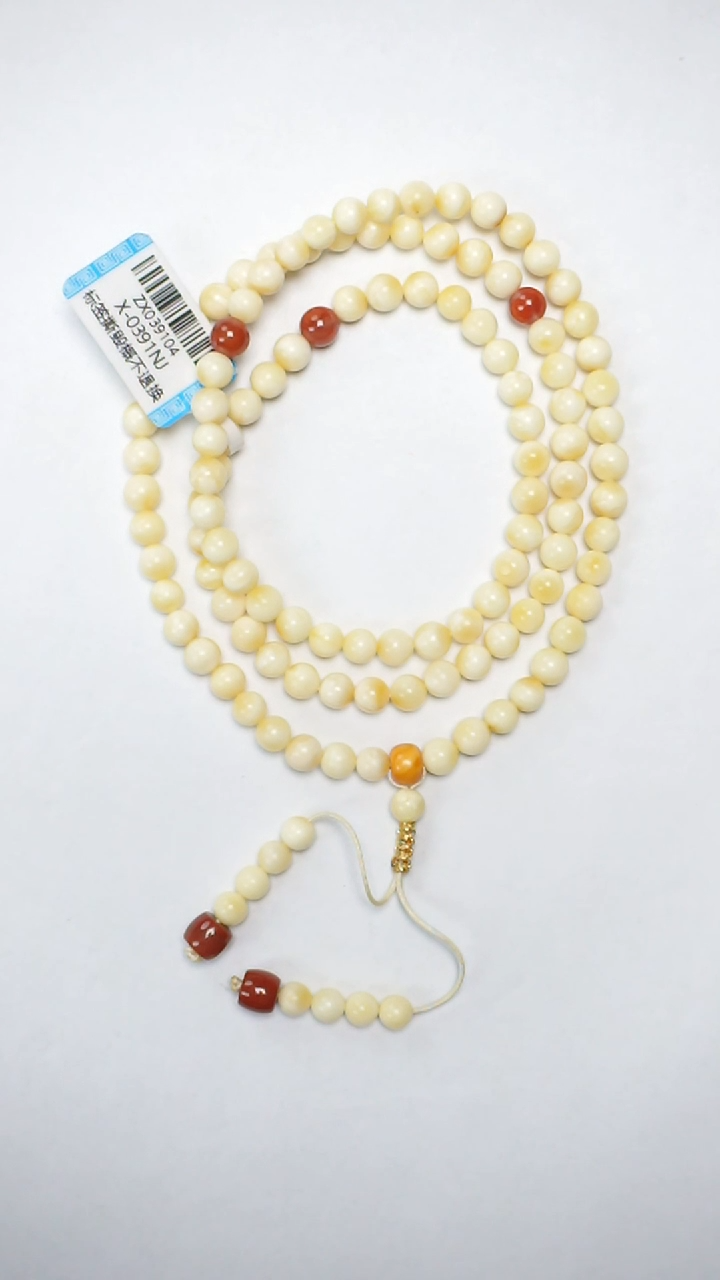 【闪购商品】未镶嵌琥珀颈饰白蜡南红108项链5mm