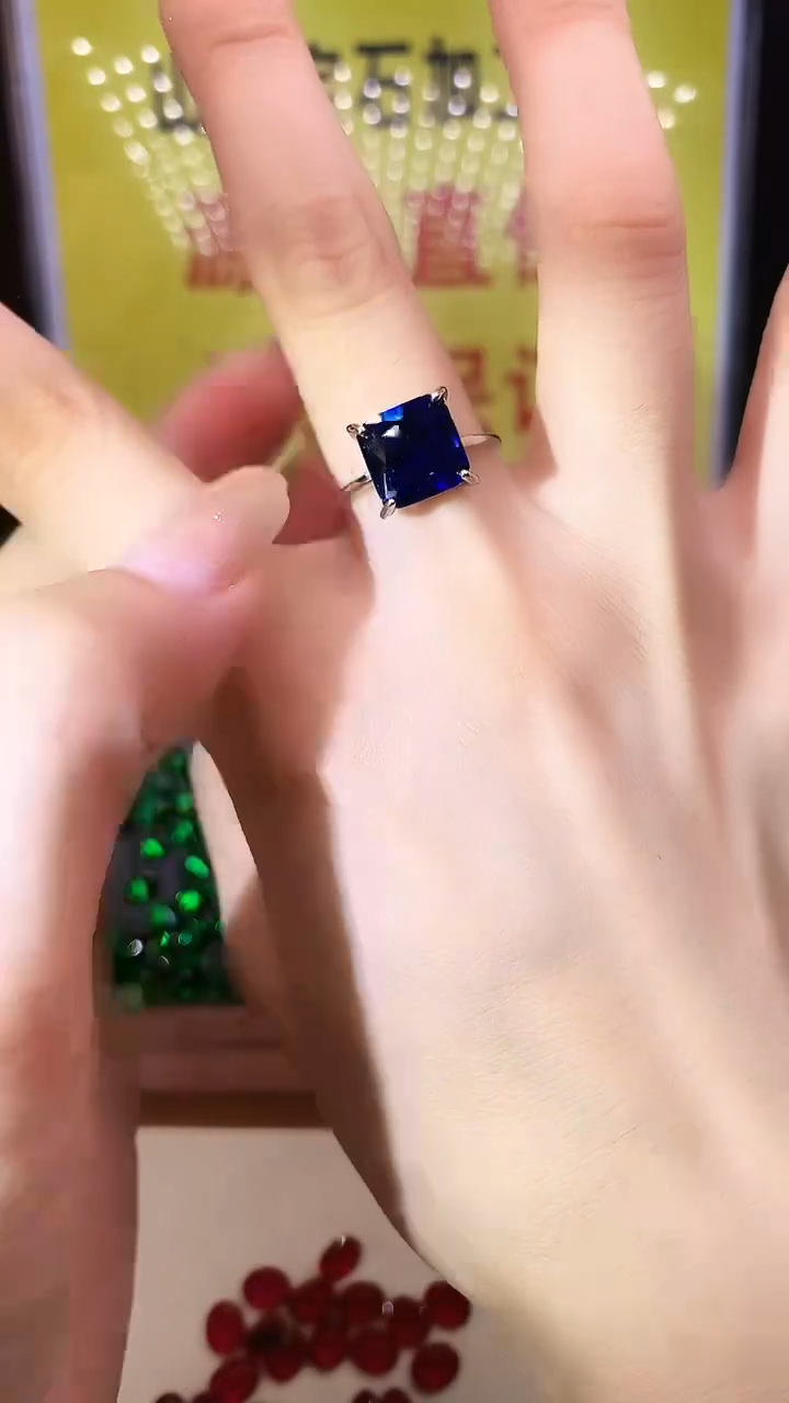 蓝宝石戒指银S925镶嵌.......