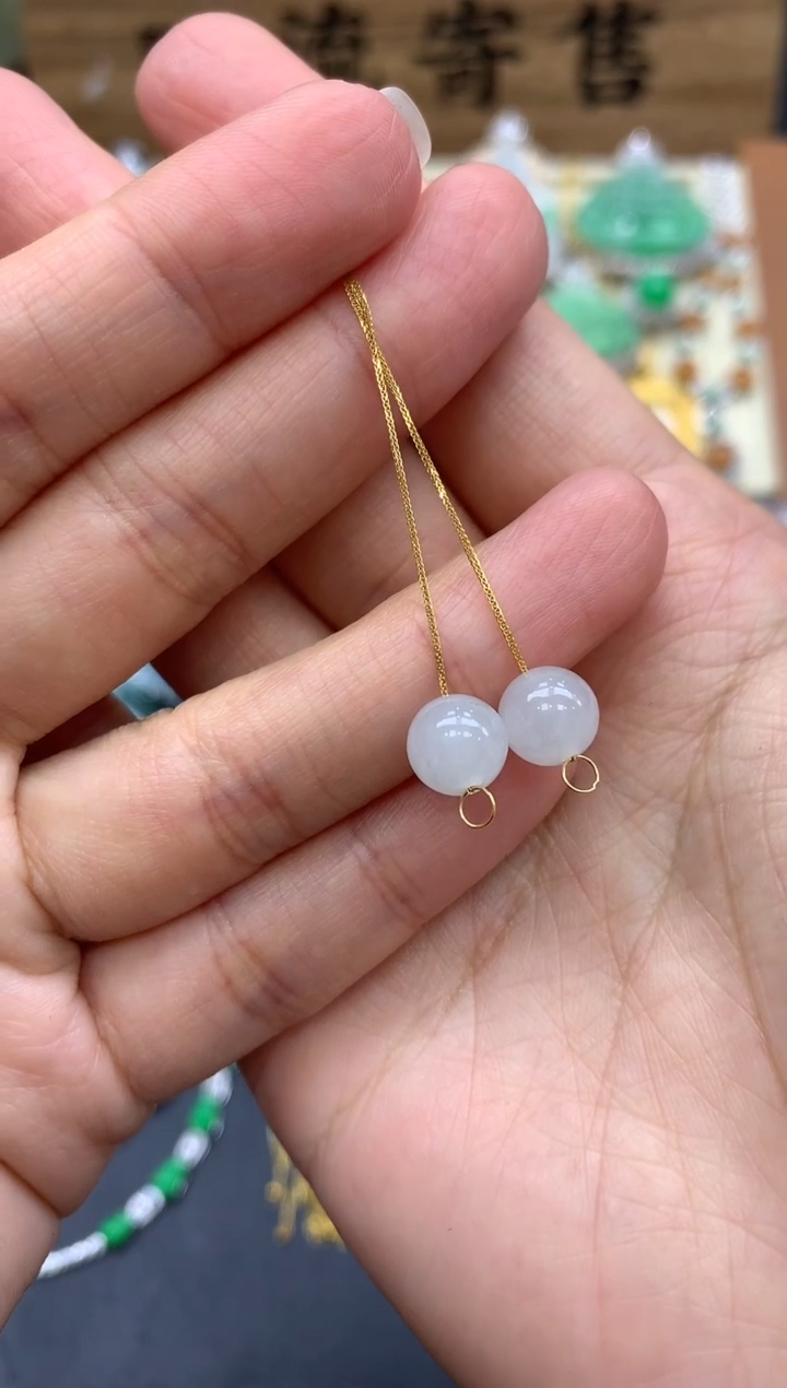 【闪购商品】翡翠耳饰18K金镶嵌43-中国好珍宝