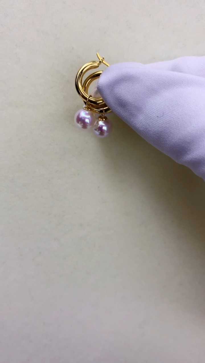 18K金镶嵌海水珍珠DAGD057 耳扣7.5-8MM