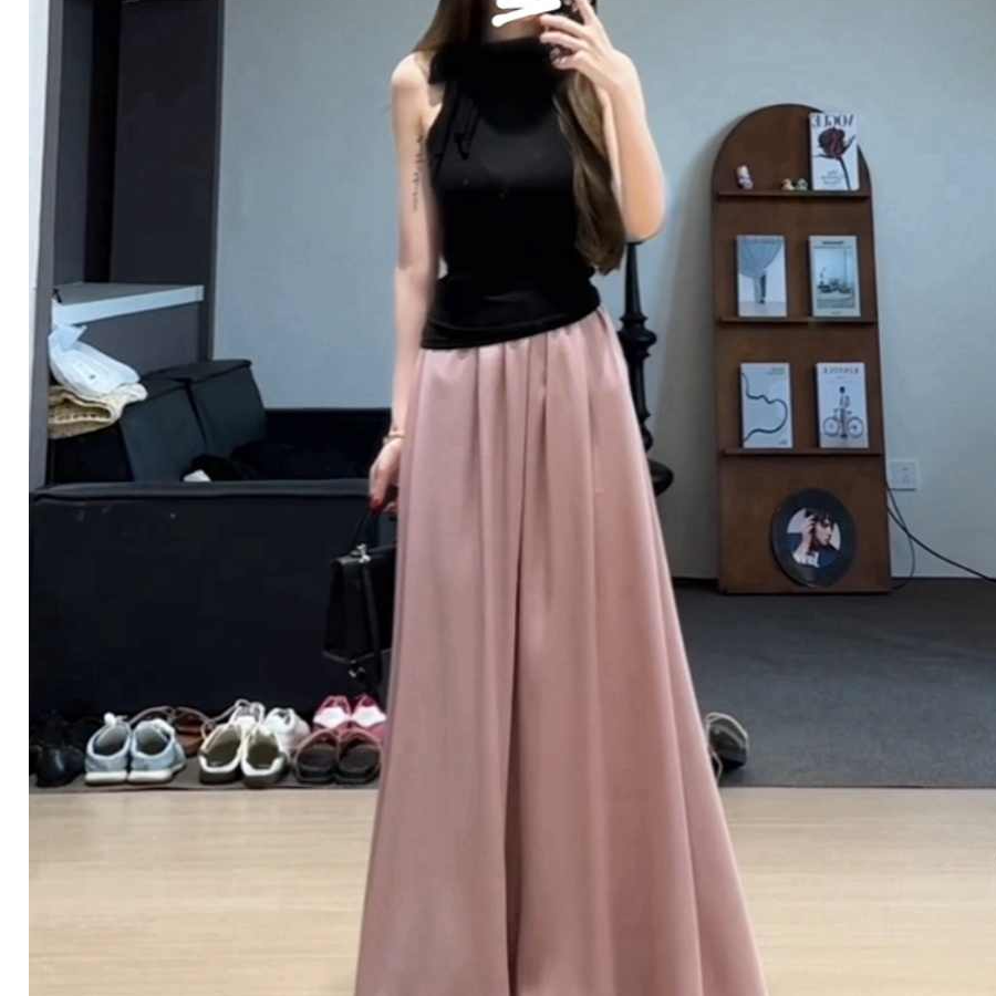 夏装搭配一整套2025新款夏季蝴蝶结无袖T恤高腰a字半身裙两件套女