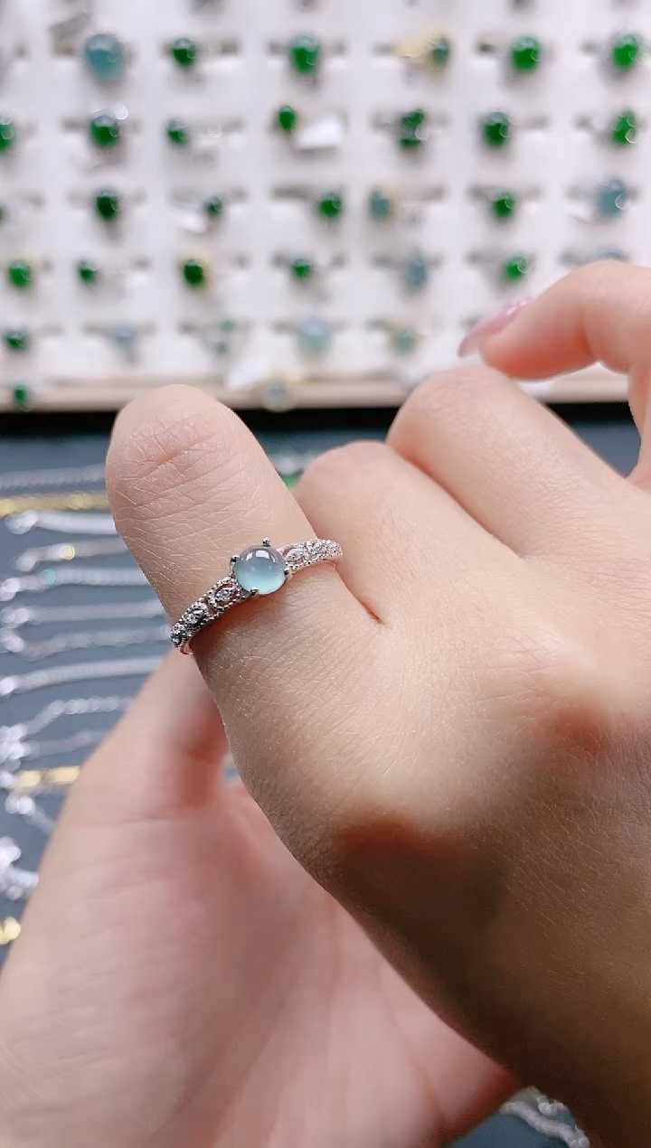 【闪购商品】翡翠戒指银S925镶嵌天然翡翠