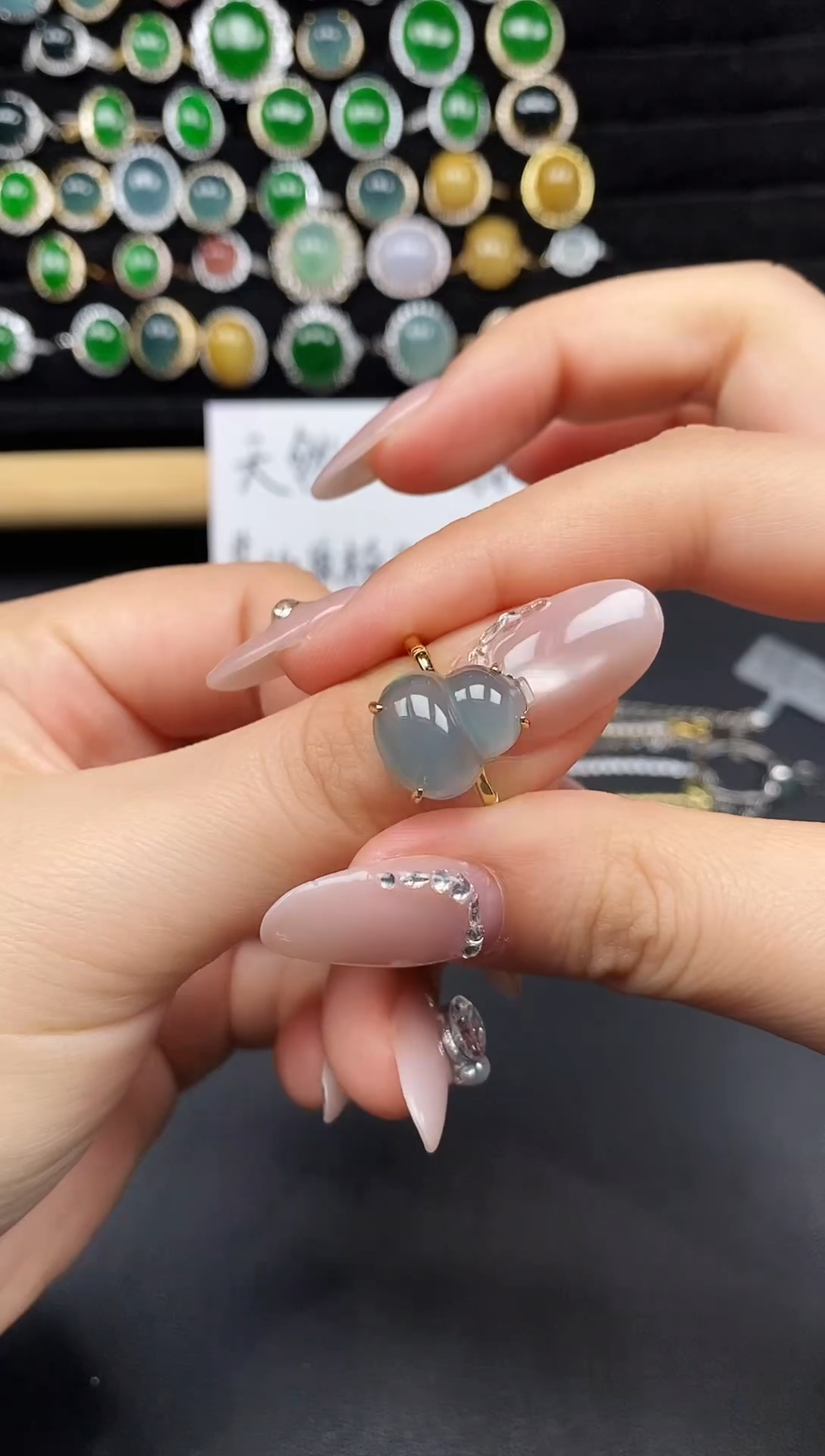 银S925镶嵌戒指翡翠78455