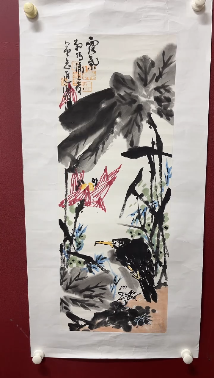 国画李进潮-2.7平尺-花鸟-纸片-带书