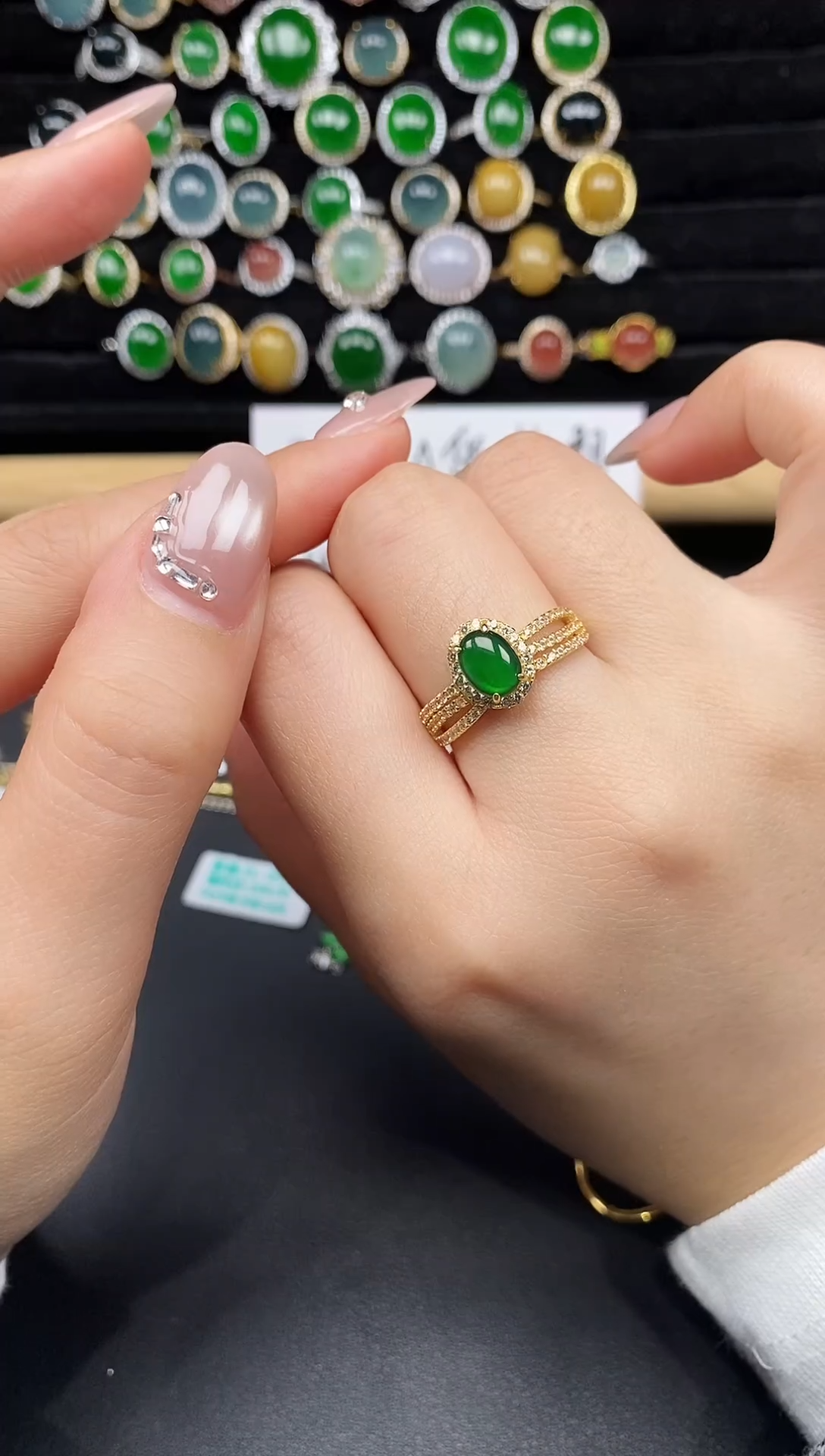 银S925镶嵌戒指翡翠11551